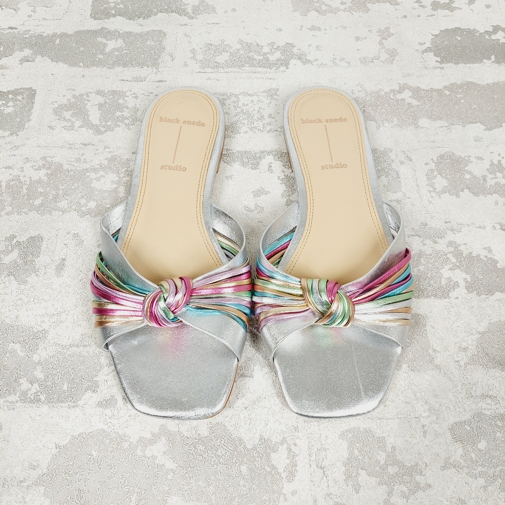 New Black Suede Studio Women's Multicolored May Metallic Sandal W831